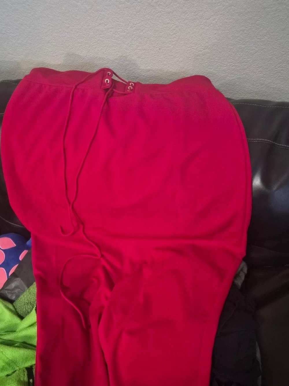 SHEIN Red Pencil Skirt with Drawstring Waist